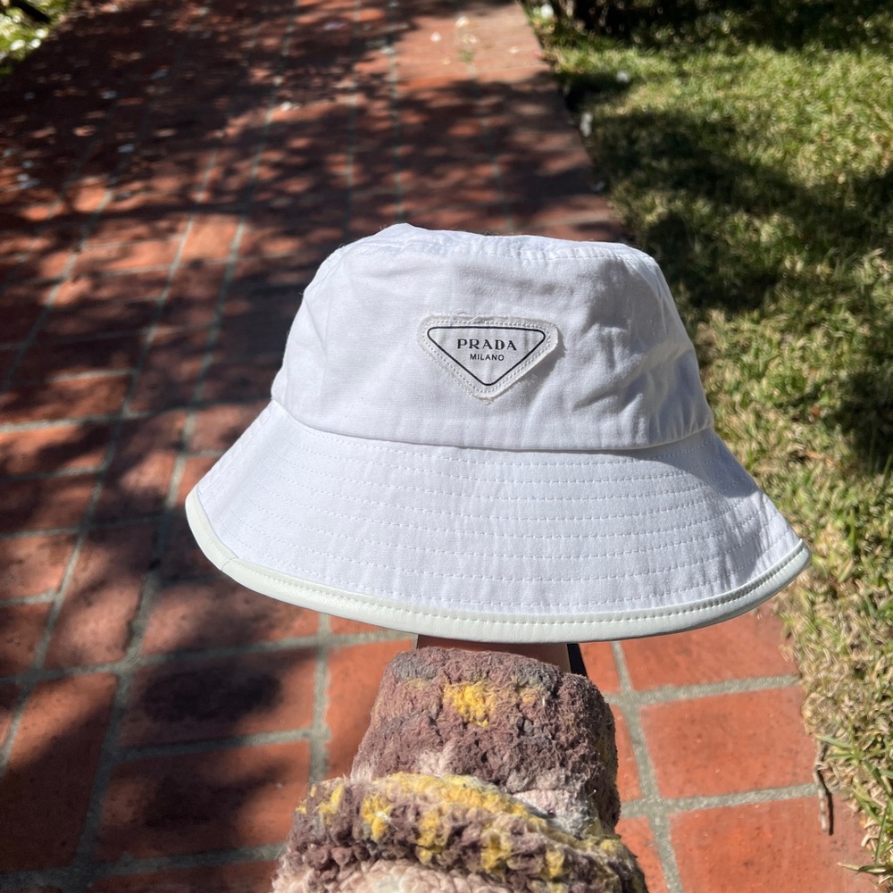 White Prada Bucket Hat